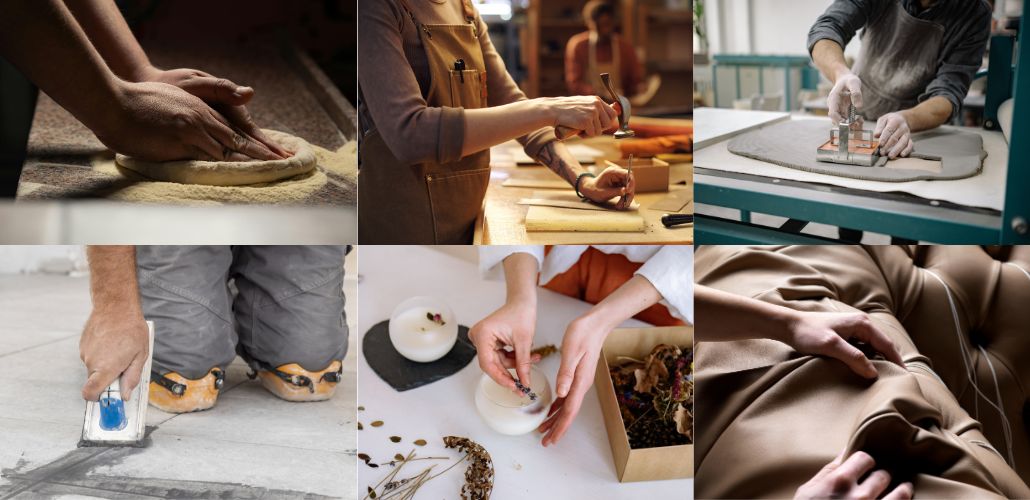 artigiani che lavorano con le mani